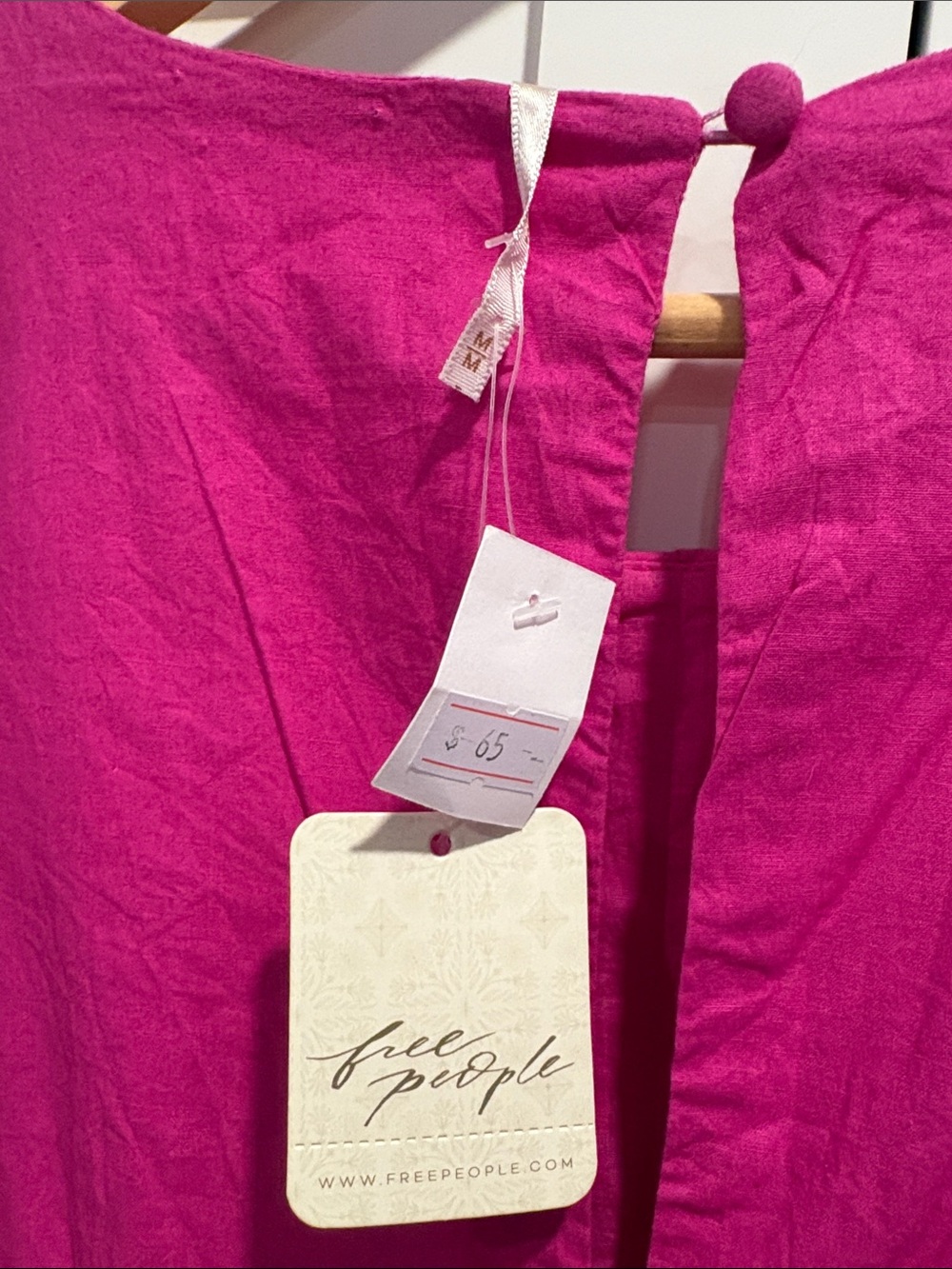 NWT Free People Women's Fuchsia Ruched Front Shift Lined Dress SZ Medium - Picture 5 of 11